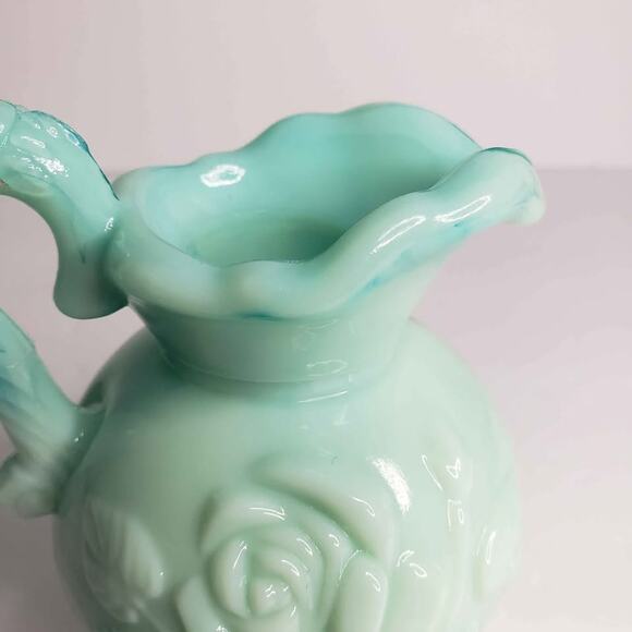 Avon Jadeite Green Swirl Milk Glass Pitcher - Picture 9 of 10